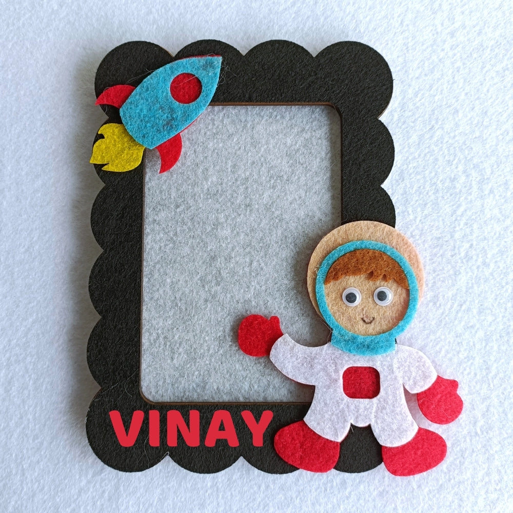 Little Explorer Frame | Astronaut | Personalised Magnetic Felt Photo Frame