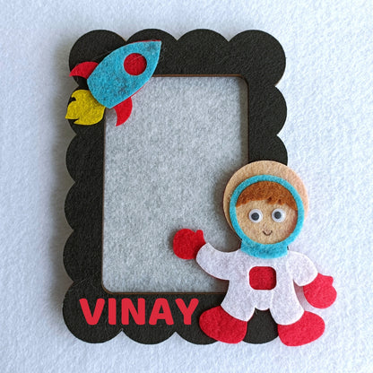 Little Explorer Frame | Astronaut | Personalised Magnetic Felt Photo Frame