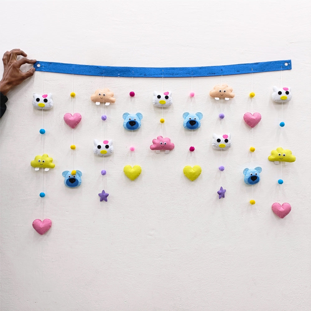 Clouds and Kitty | Kids Room Door Toran | Bandhanwar