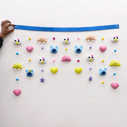 Clouds and Kitty | Kids Room Door Toran | Bandhanwar