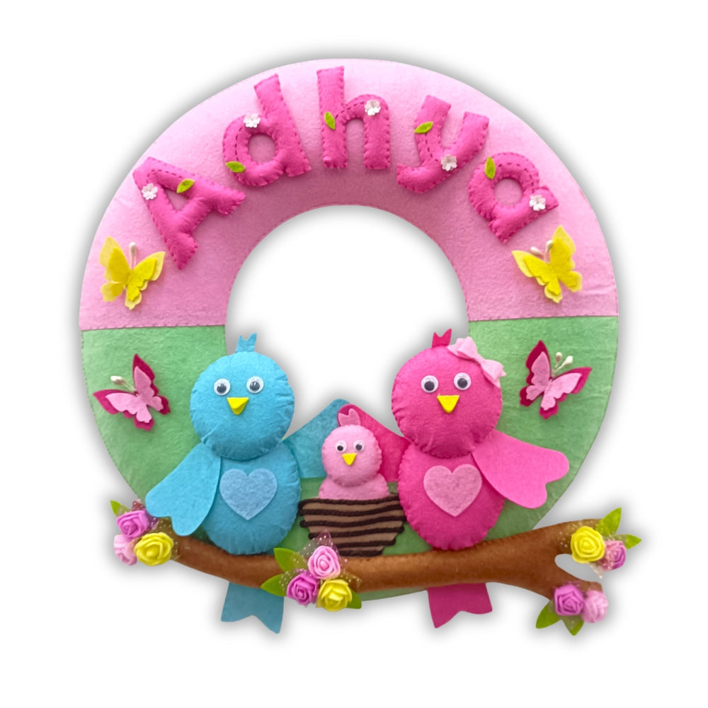 Birds in Nest | Parents Love | Personalised Felt Kids Room Decor