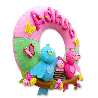 Birds in Nest | Parents Love | Personalised Felt Kids Room Decor
