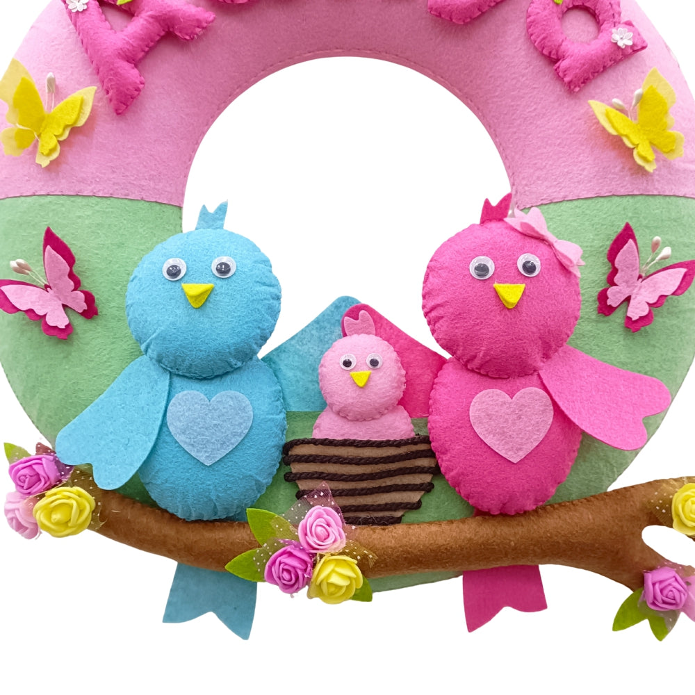 Birds in Nest | Parents Love | Personalised Felt Kids Room Decor