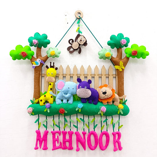 Fence with Animals | Personalised Felt Kids Hanging