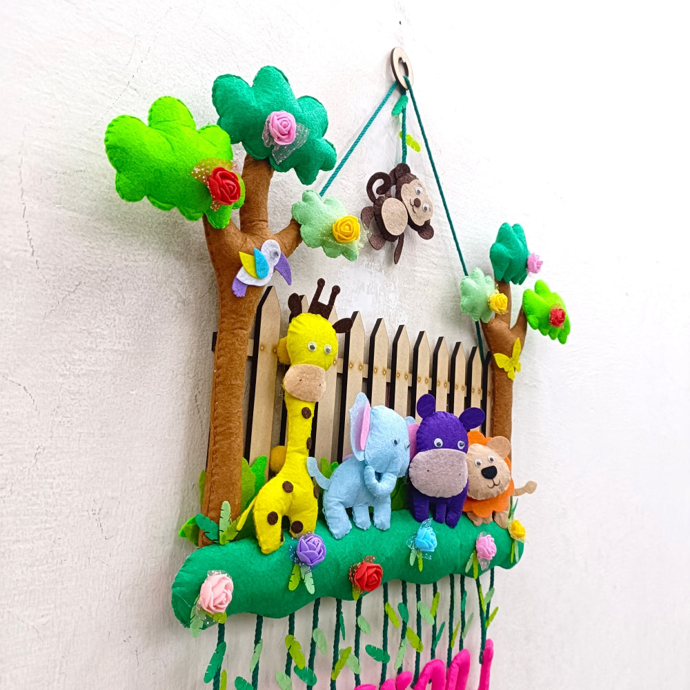 Fence with Animals | Personalised Felt Kids Hanging