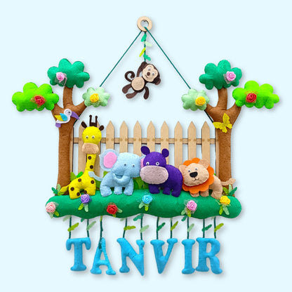 Fence with Animals | Personalised Felt Kids Hanging