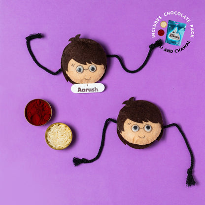 Harry Potter Rakhi Combo with Chocolates, Roli and Chawal | Personalised Kids Rakhi