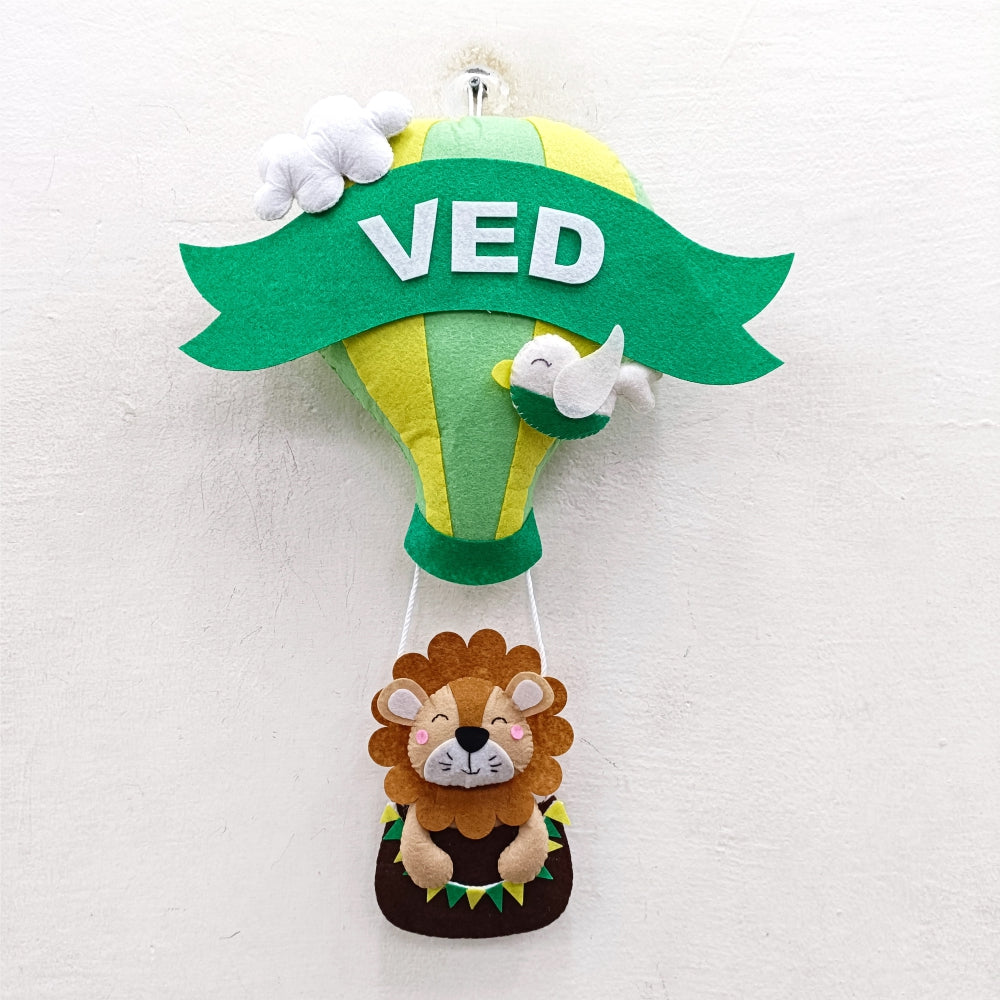 Lion Hot air Balloon | Personalised Felt Kids Hanging