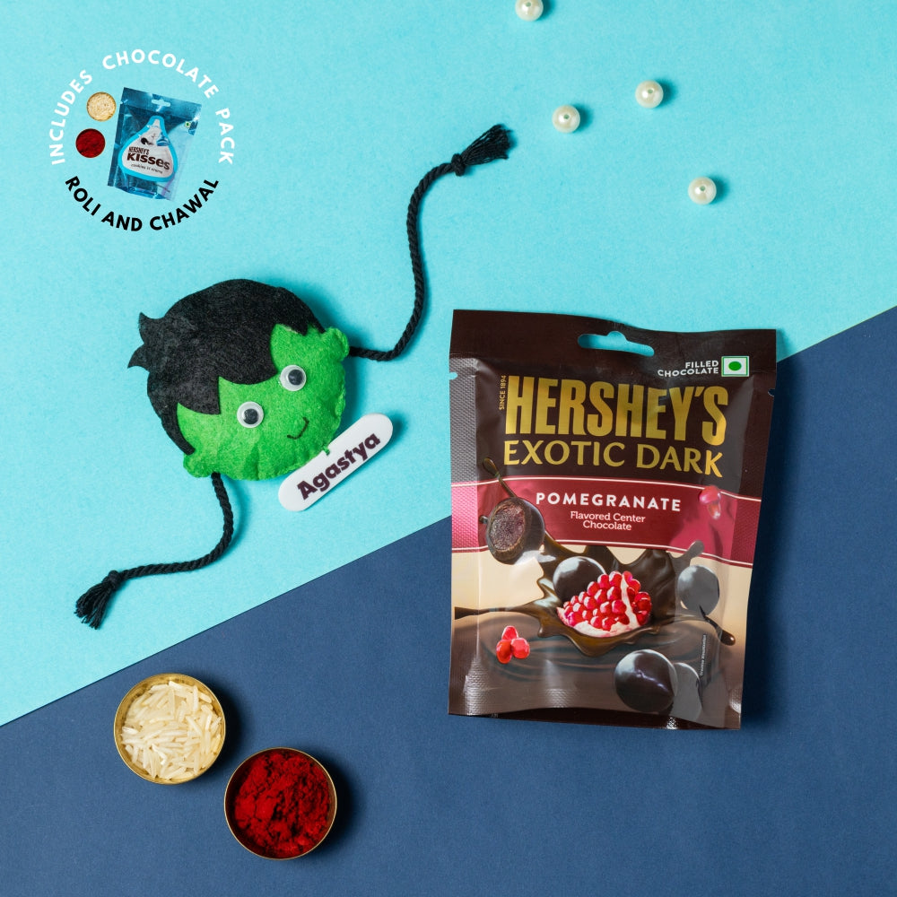 Hulk Rakhi Combo with Chocolates, Roli and Chawal | Personalised Kids Rakhi