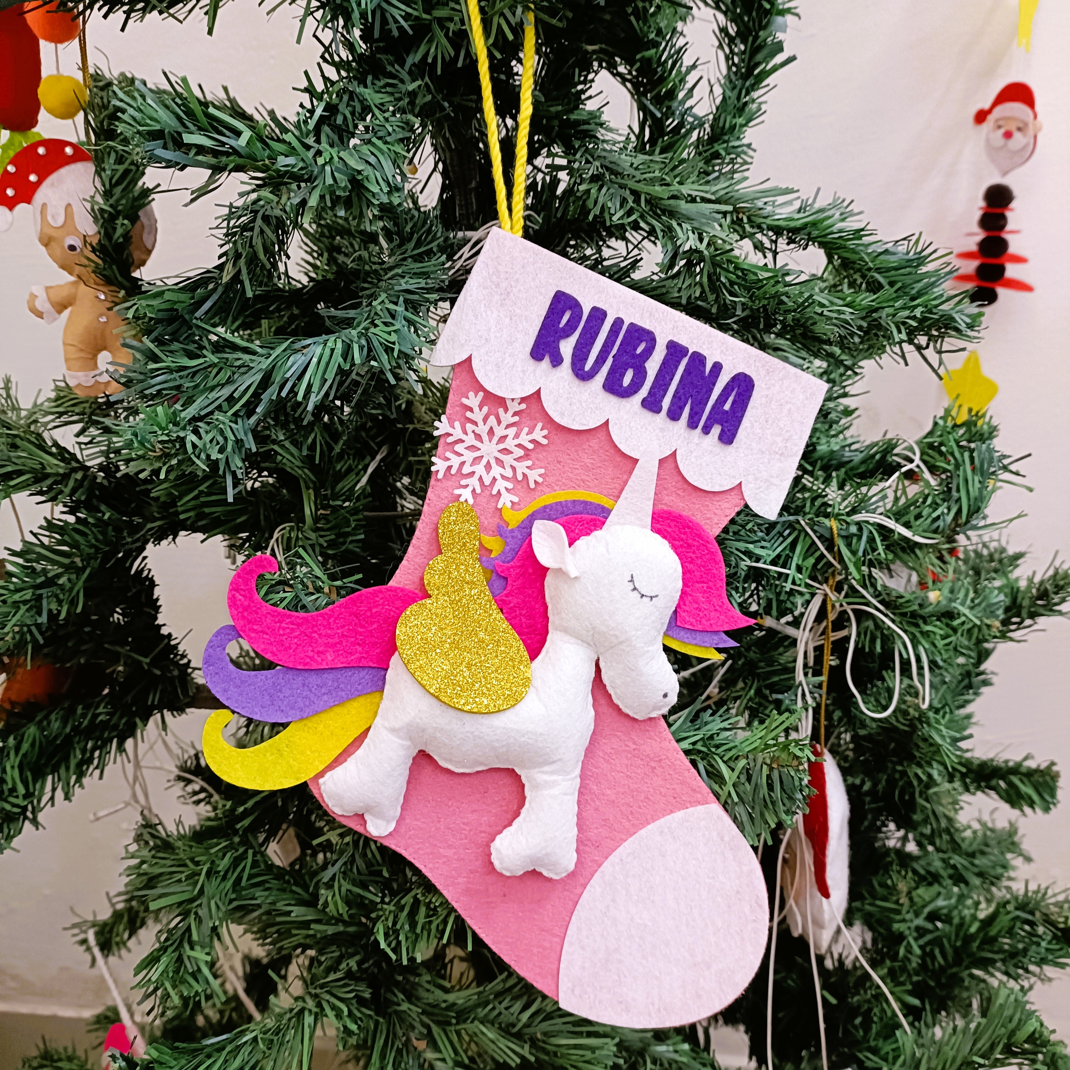 PERSONALISED CHRISTMAS STOCKING PINK - UNICORN