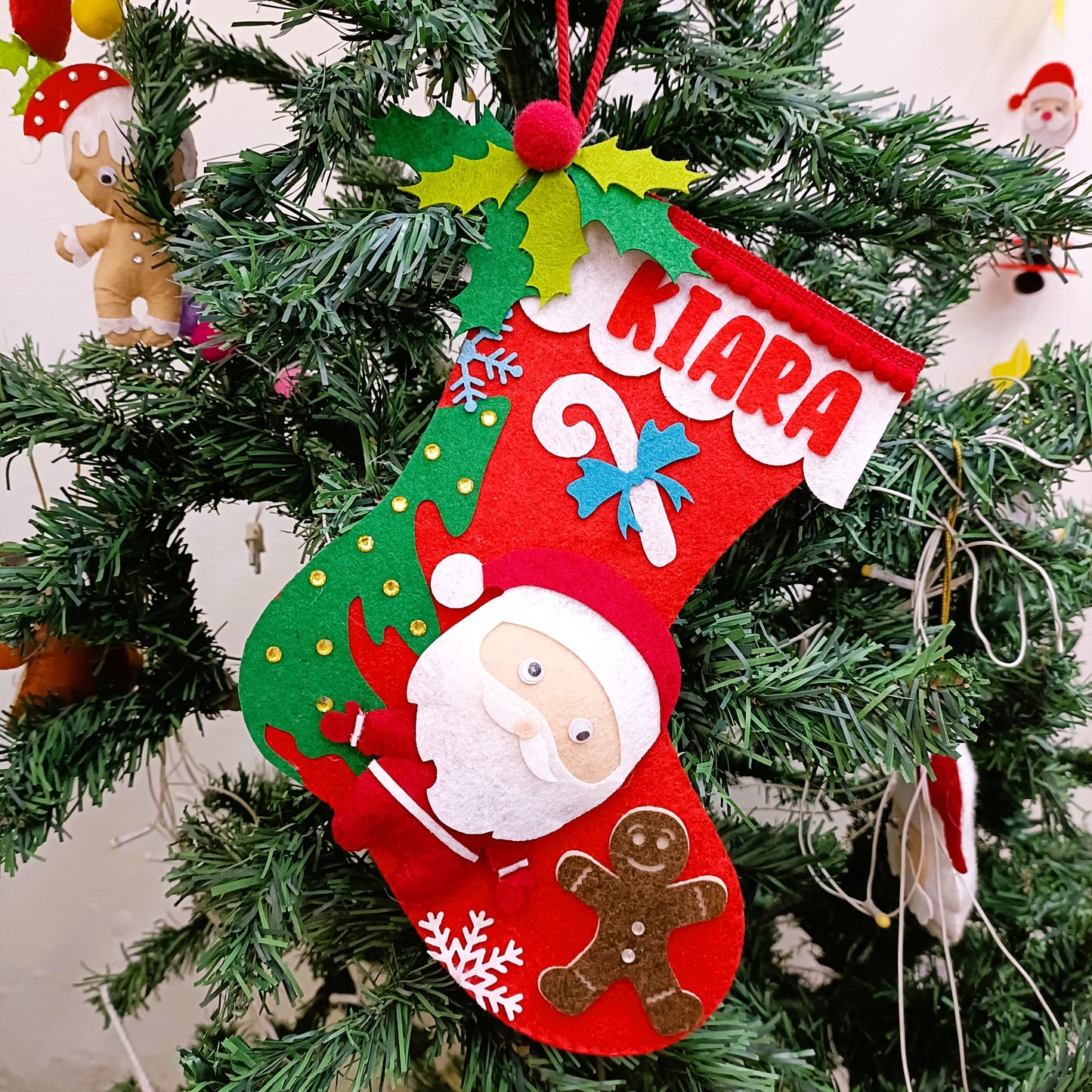 PERSONALISED CHRISTMAS STOCKING RED- SANTA