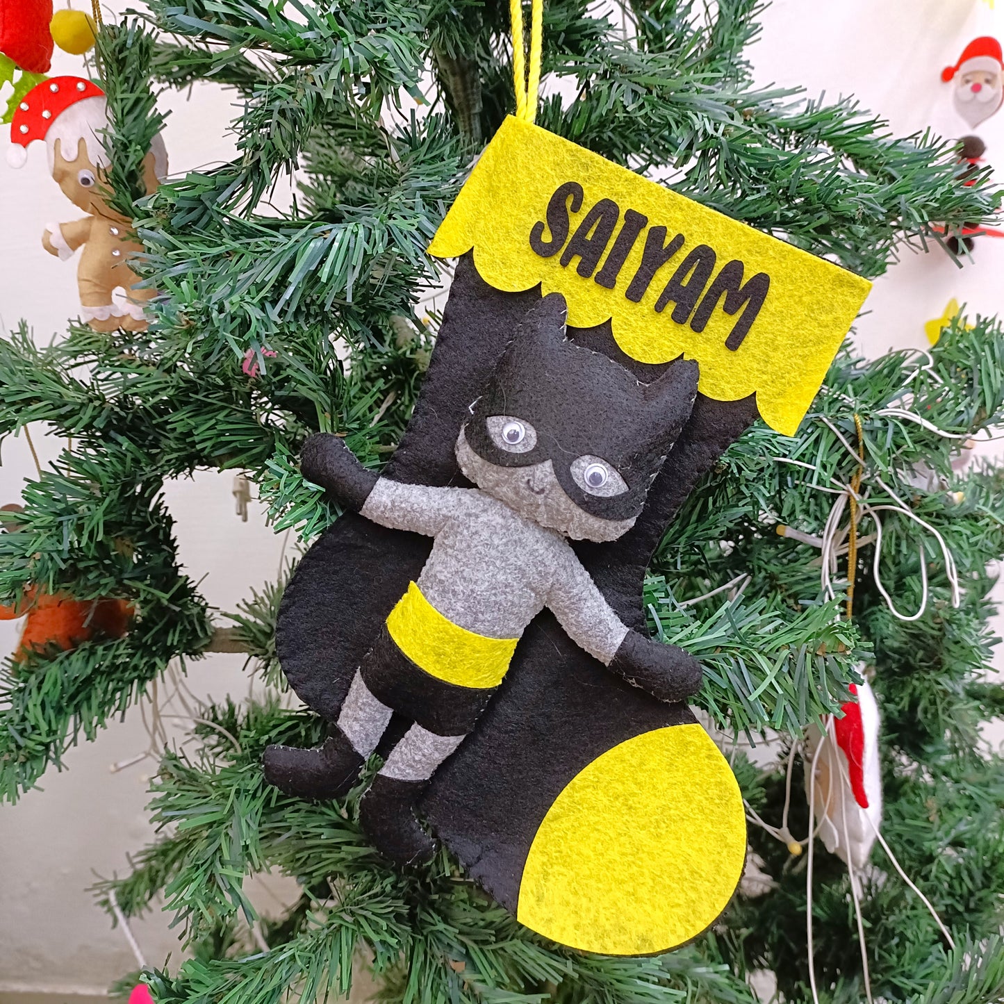 PERSONALISED CHRISTMAS STOCKING  BLACK - BATMAN