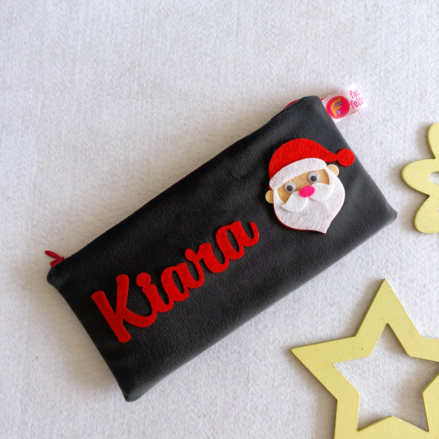 GREY ZIPPER POUCH - SANTA