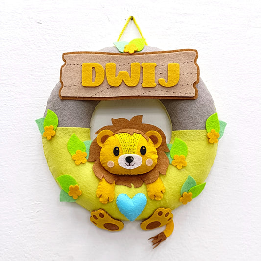 Lion Donut Shaped Hanging | Personalised Felt Kids Small Hanging
