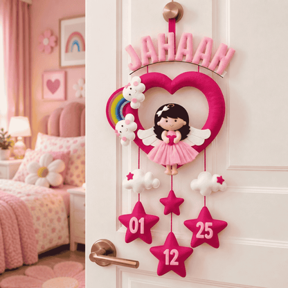 Little Princess Heart Hanging | Personalised Felt Kids Hanging