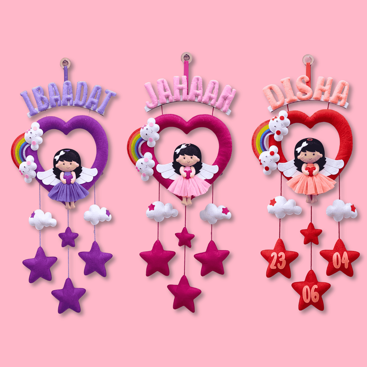 Little Princess Heart Hanging | Personalised Felt Kids Hanging