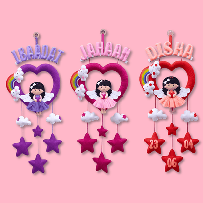 Little Princess Heart Hanging | Personalised Felt Kids Hanging