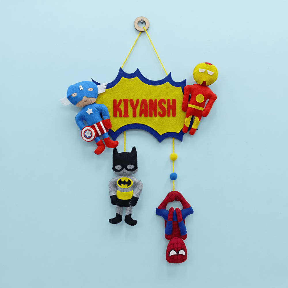 Little Superheros | Personalised Felt Kids Small Hanging