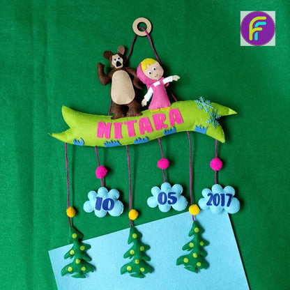 Masha and Bear | Personalised Felt Kids Banner Hanging