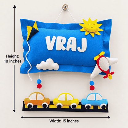 Mini Car Carnival | Personalised Felt Kids Jute Hanging
