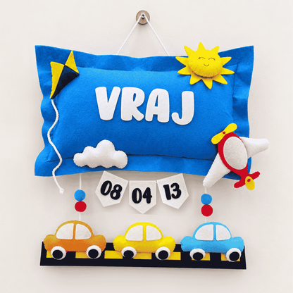 Mini Car Carnival | Personalised Felt Kids Jute Hanging