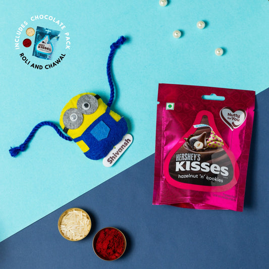 Minion Rakhi Combo with Chocolates, Roli and Chawal | Personalised Kids Rakhi