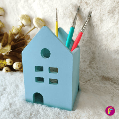 Mini House Pen Stand - Yellow | Non-Personalised Stationery Organizer For Kids