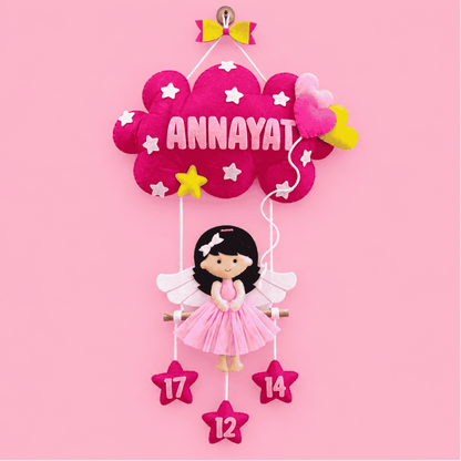 Princess on Swing | Personalised Felt Kids Hanging | Kids Room Decor