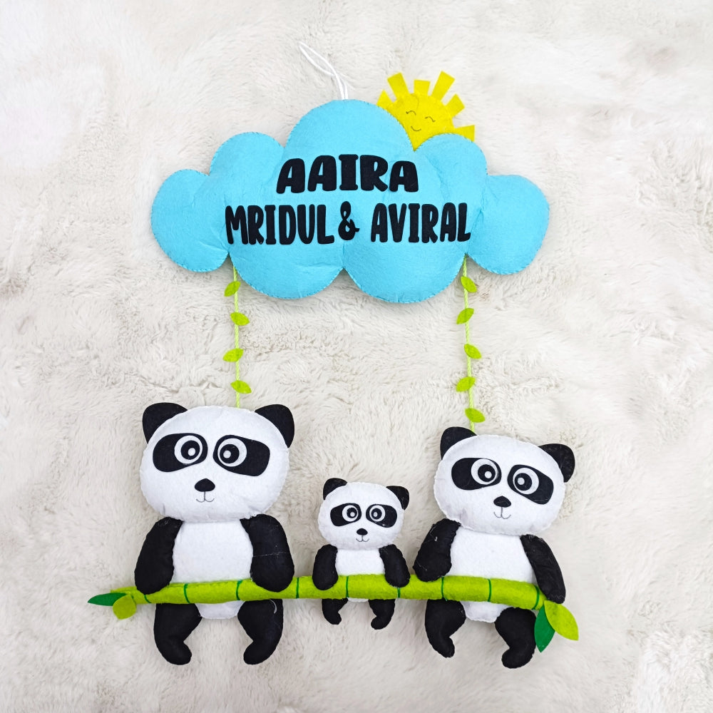 Panda Family Hanging | Personalised Felt Kids Hanging