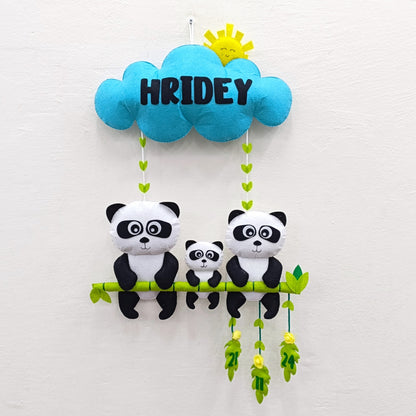 Panda Family Hanging | Personalised Felt Kids Hanging