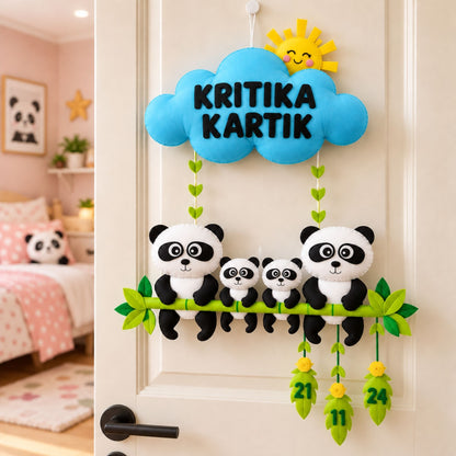 Panda Family Hanging | Personalised Felt Kids Hanging | Two Siblings