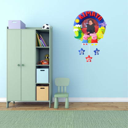 Peppa George Hanging with Photograph | Personalised Felt Kids Room Decor