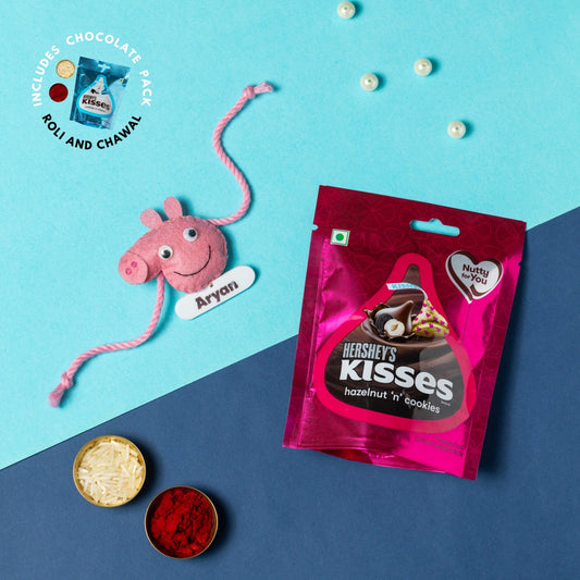 Peppa Rakhi Combo with Chocolates, Roli and Chawal | Personalised Kids Rakhi