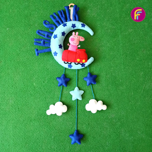 Peppa Pig Driving on Moon | Personalised Felt Kids Hanging