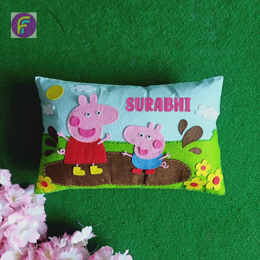 Peppa Pig Themed Personalized 3D Felt Kids Pillow