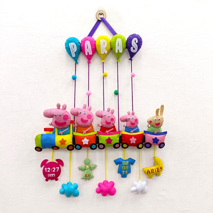 Peppa Pig Train with Balloons | Personalised Felt Kids Hanging