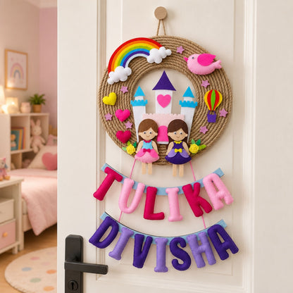 Cute Kids Jute Hanging | Personalised Felt Kids Hanging