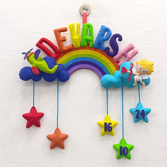 Airplane and Cupid With Stuff Name | Personalised Felt Kids Hanging