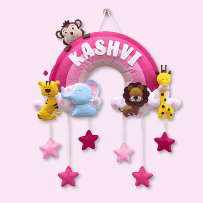 Rainbow with Animals | Personalised Felt Kids Hanging