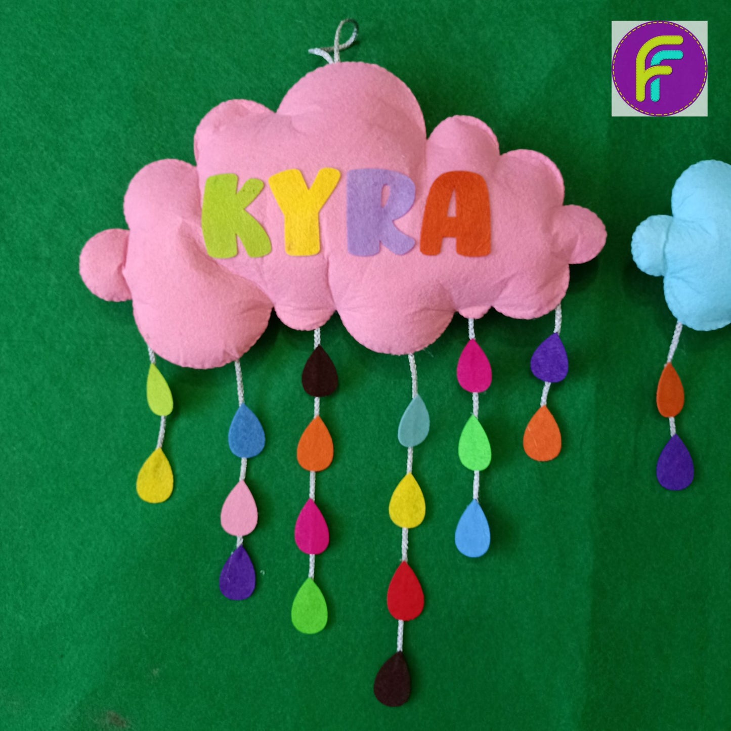 Raindrops | Personalised Felt Kids Hanging