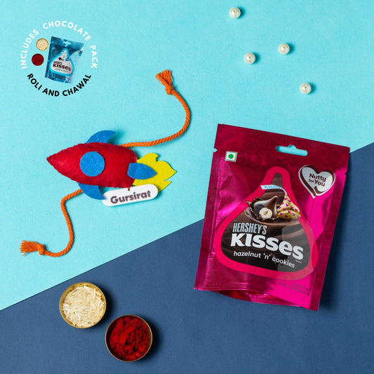 Spaceship Rakhi Combo with Chocolates, Roli and Chawal | Personalised Kids Rakhi