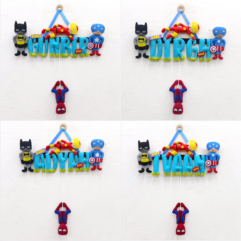 Superhero Bunting | Personalised Felt Kids Hanging