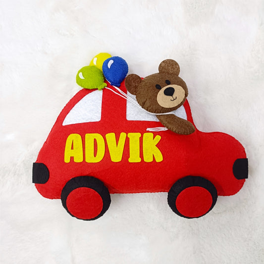 Teddy in Car Hanging | Personalised Felt Kids Small Hanging