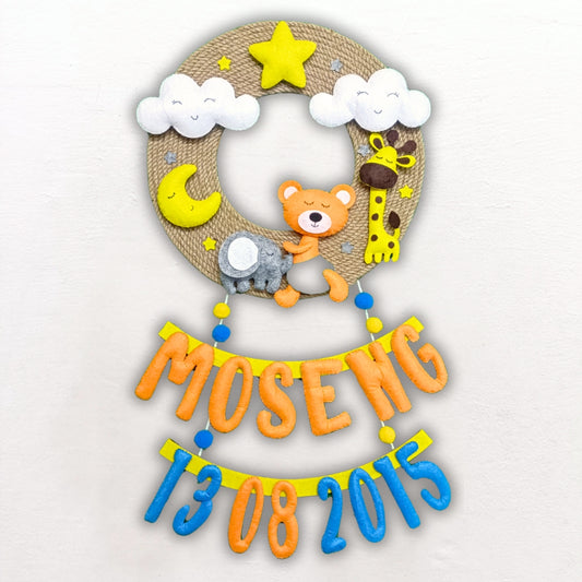 Teddy with Jumbo Jute Hanging | Personalised Felt Kids Hanging