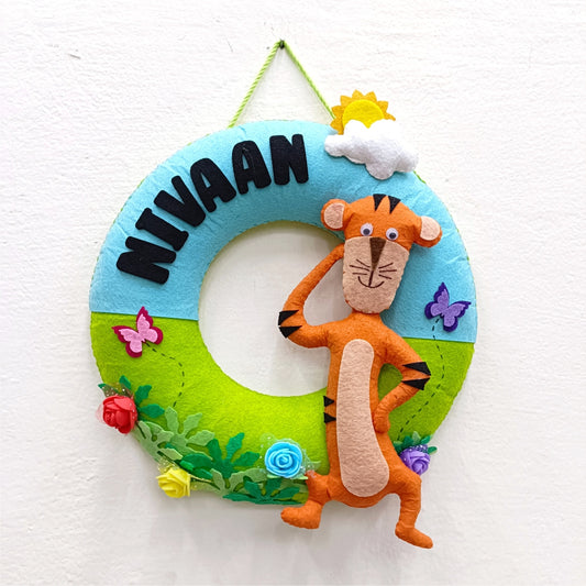 Tiger Donut Shaped Hanging | Personalised Felt Kids Small Hanging