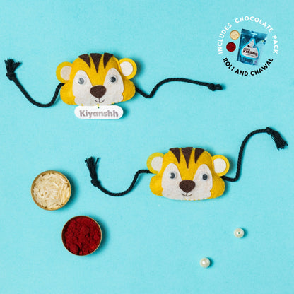 Tiger Combo with Chocolates, Roli and Chawal | Personalised Kids Rakhi