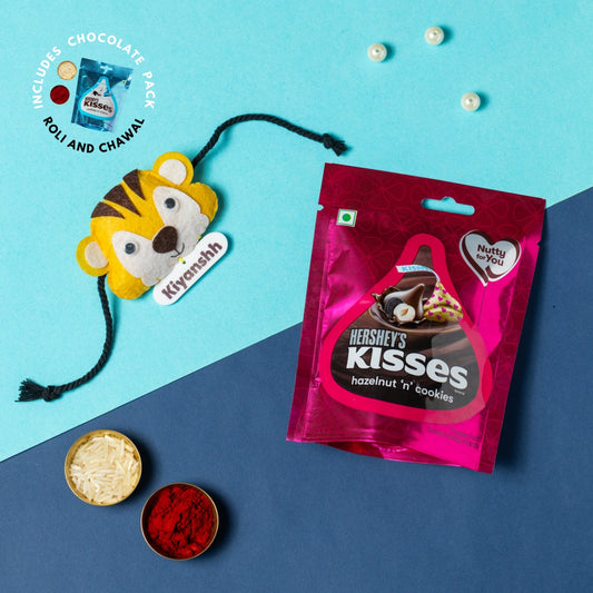 Tiger Combo with Chocolates, Roli and Chawal | Personalised Kids Rakhi