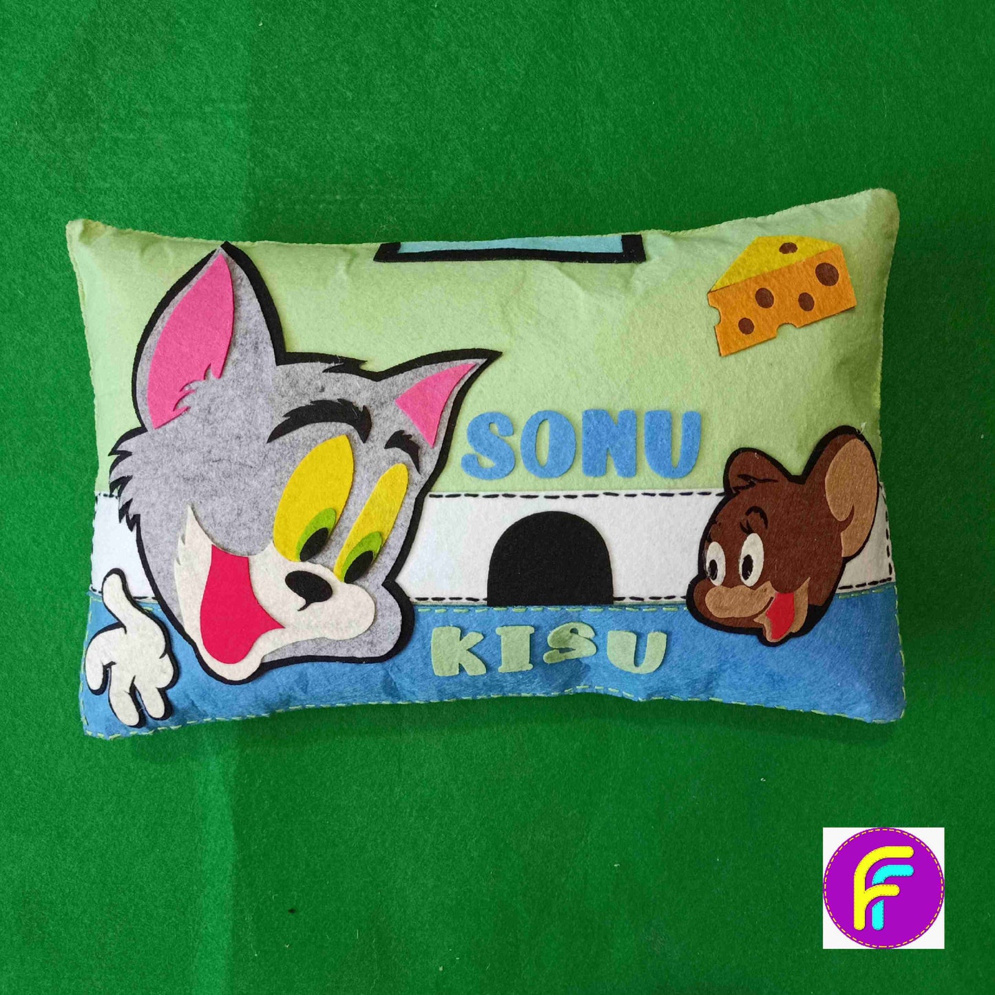 Tom and Jerry Themed Personalized 3D Felt Kids Pillow