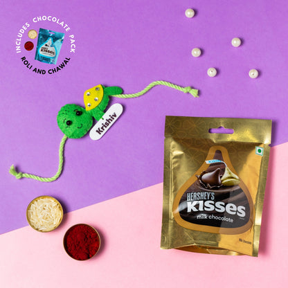 Turtle Combo with Chocolates, Roli and Chawal | Personalised Kids Rakhi