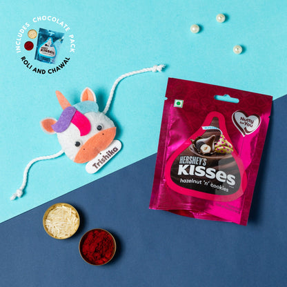 Unicorn Combo with Chocolates, Roli and Chawal | Personalised Kids Rakhi